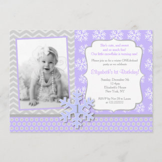 Snowflake Winter Onederland Birthday Uitnodiging