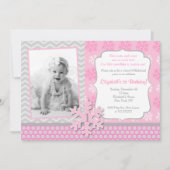 Snowflake Winter Onederland Birthday Uitnodiging (Voorkant)