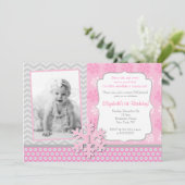 Snowflake Winter Onederland Birthday Uitnodiging (Staand voorkant)