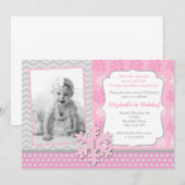 Snowflake Winter Onederland Birthday Uitnodiging (Voorkant / Achterkant)