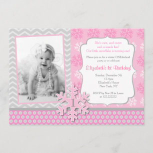 Snowflake Winter Onederland Birthday Uitnodiging