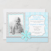 Snowflake Winter Onederland Birthday Uitnodiging (Voorkant)