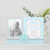 Snowflake Winter Onederland Birthday Uitnodiging (Staand voorkant)