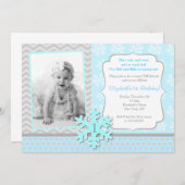 Snowflake Winter Onederland Birthday Uitnodiging (Voorkant / Achterkant)