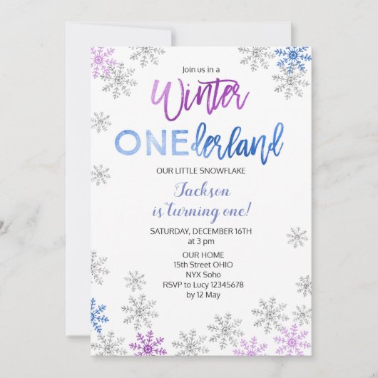 Snowflake Winter Onederland Eerste verjaardag Uitn Kaart (Voorkant)