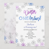 Snowflake Winter Onederland Eerste verjaardag Uitn Kaart (Voorkant / Achterkant)