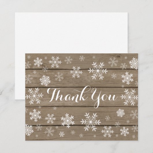 Snowflake Winter Rustic Wood Hartelijk dank (Voorkant / Achterkant)
