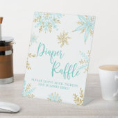 Snowflake Winter Shower Diaper Raffle Pedestal Sig Reclamebord Met Voetstuk (Insitu)