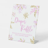 Snowflake Winter Shower Diaper Raffle Reclamebord Met Voetstuk (Voorkant)