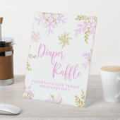 Snowflake Winter Shower Diaper Raffle Reclamebord Met Voetstuk (Insitu)