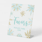 Snowflake Winter Shower Favors Pedestal Sign Reclamebord Met Voetstuk (Voorkant)