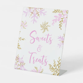 Snowflake Winter Shower Sweets & Treats Reclamebord Met Voetstuk