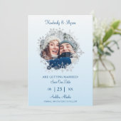 Snowflake Winter Themed for Wedding Romantic Photo Save The Date (Staand voorkant)