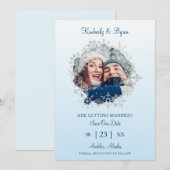 Snowflake Winter Themed for Wedding Romantic Photo Save The Date (Voorkant / Achterkant)