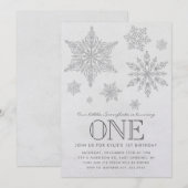 Snowflake Winter Verjaardagsfeestuitnodiging Kaart (Voorkant / Achterkant)