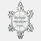 Snowflake Winter Verloving Tin Sneeuwvlok Ornament (Rechts)