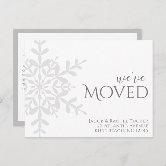 Snowflake Winter We hebben een bewegende aankondig Briefkaart (Voorkant / Achterkant)