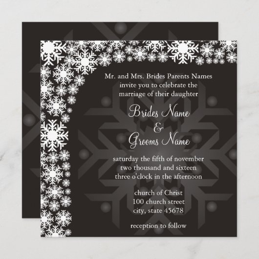 Snowflake Winter Weddenschap Kaart (Voorkant / Achterkant)