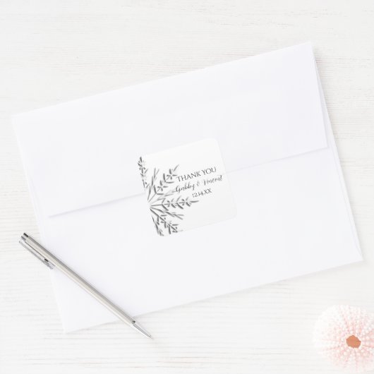 Snowflake Winter Weddenschap Vierkante Sticker (Envelop)