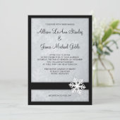 Snowflake Winter Weddenschap - Zwart, wit Kaart (Staand voorkant)