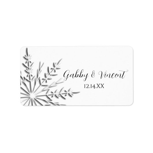 Snowflake Winter Wedding Favor Tag Etiket (Voorkant)