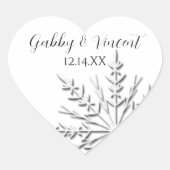 Snowflake Winter Wedding Hart Sticker (Voorkant)