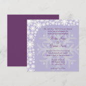 Snowflake Winter Wedding Invitation - Ice Paars Kaart (Voorkant / Achterkant)