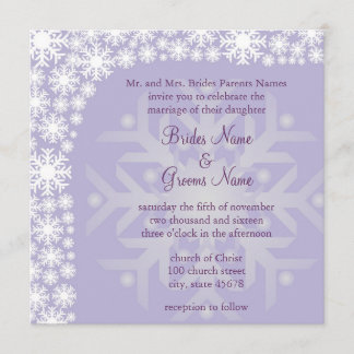 Snowflake Winter Wedding Invitation - Ice Paars Kaart