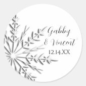 Snowflake Winter Wedding Ronde Sticker (Voorkant)