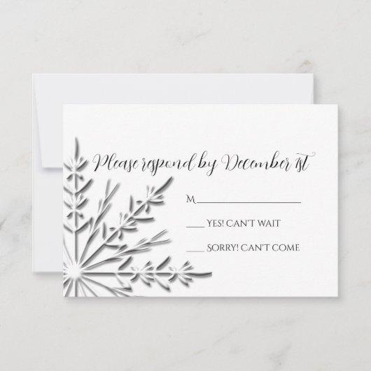 Snowflake Winter Wedding RSVP Response Kaart (Voorkant)