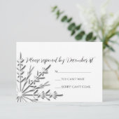 Snowflake Winter Wedding RSVP Response Kaart (Staand voorkant)