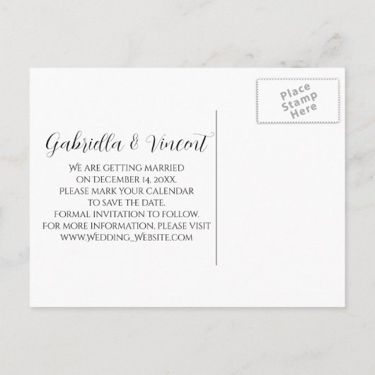 Snowflake Winter Wedding Save the Date Aankondigingskaart (Achterkant)