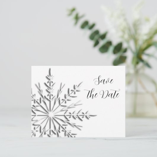 Snowflake Winter Wedding Save the Date Aankondigingskaart (Staand voorkant)