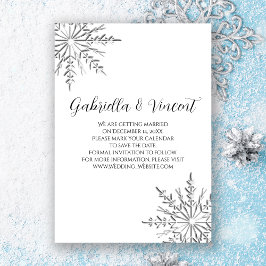 Snowflake Winter Wedding Save the Date Kaart