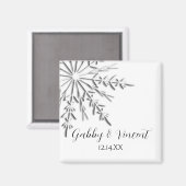Snowflake Winter Wedding Save the Date Magneet (Voorkant / Achterkant)