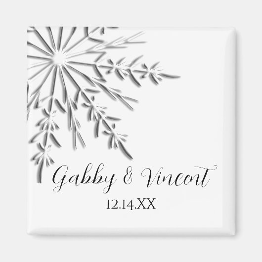Snowflake Winter Wedding Save the Date Magneet (Voorkant)