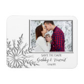 Snowflake Winter Wedding Save the Date Photo Magneet (Horizontaal)