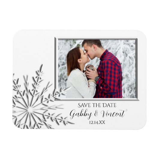 Snowflake Winter Wedding Save the Date Photo Magneet (Horizontaal)
