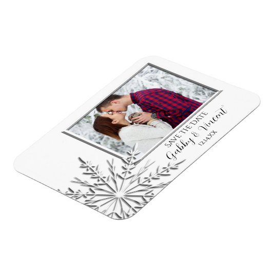 Snowflake Winter Wedding Save the Date Photo Magneet (Linkerzijde)