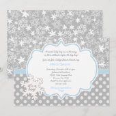 Snowflake Winter Wonderland baby shower-uitnodigin Kaart (Voorkant / Achterkant)