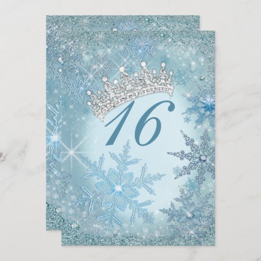 Snowflake Winter Wonderland Uitnodigingen (Voorkant / Achterkant)