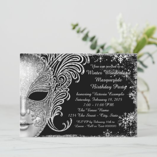 Snowflake Winter Wonderland Verjaardagsfeest Kaart (Staand voorkant)