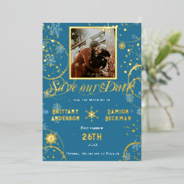 Snowflake Winter Wonderland Wedding Save the Date Folie Uitnodiging