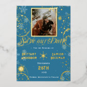 Snowflake Winter Wonderland Wedding Save the Date Folie Uitnodiging (Voorkant)