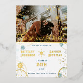 Snowflake Winter Wonderland Wedding Save the Date Folie Uitnodiging (Voorkant)