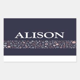 Snowflake winterblauwe witte en roze tekst rechthoekige sticker