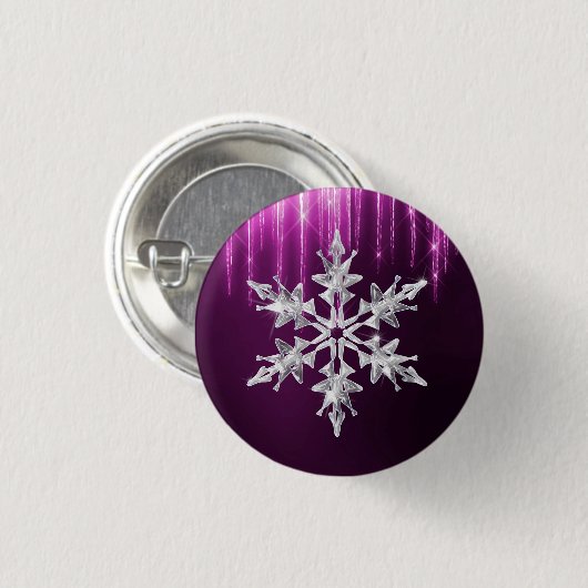 Snowflake winterglas ronde button 3,2 cm (Voorkant /achterkant)