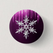 Snowflake winterglas ronde button 3,2 cm (Voorkant)