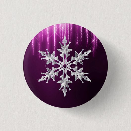 Snowflake winterglas ronde button 3,2 cm (Voorkant)