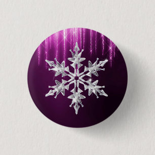 Snowflake winterglas ronde button 3,2 cm